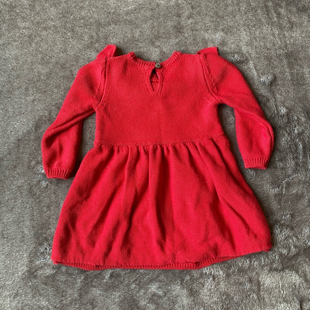 Red Ruffle Sweater Dress - Picture 2 of 6